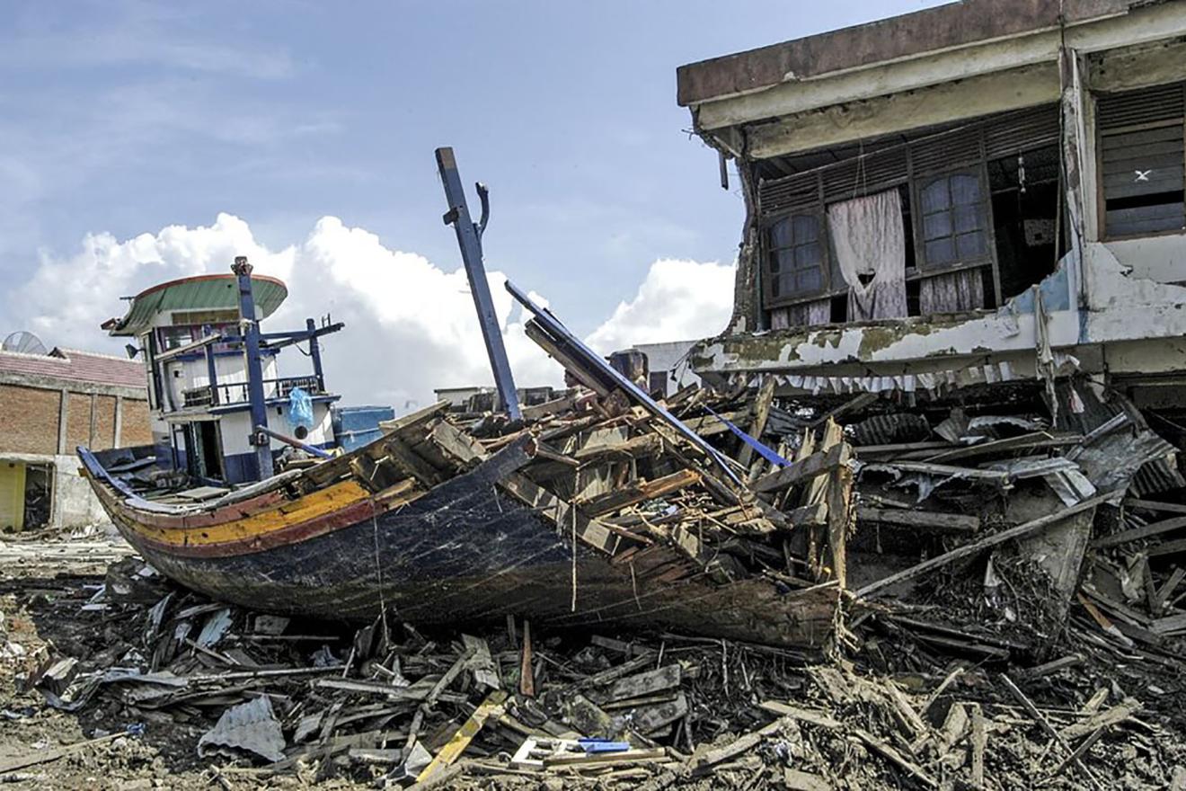 Image of the devastation caused by the tsunami that struck the Indian Ocean on December 26, 2004.