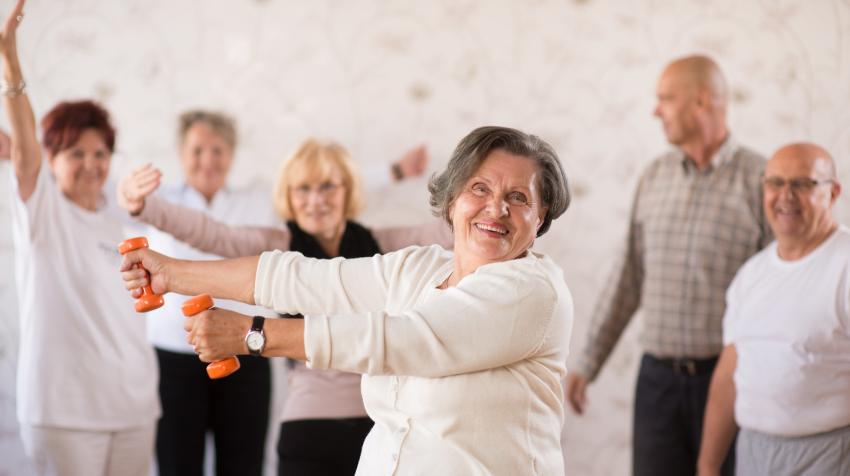 Older people exercising in Bosnia and Herzegovina.