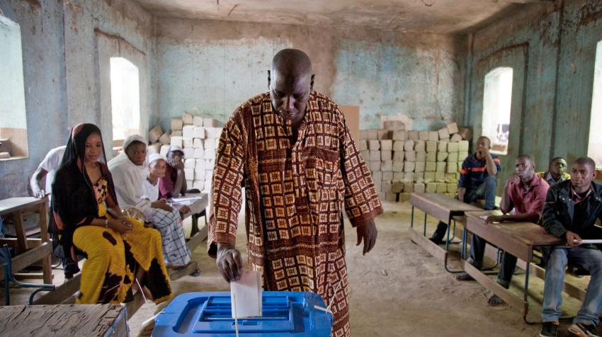 A man voting at a polling station in Mali in 2013.