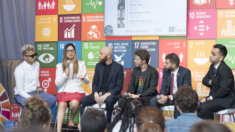 A discussion at the SDG Media Zone, set up for the week of the General Assembly’s annual general debate.