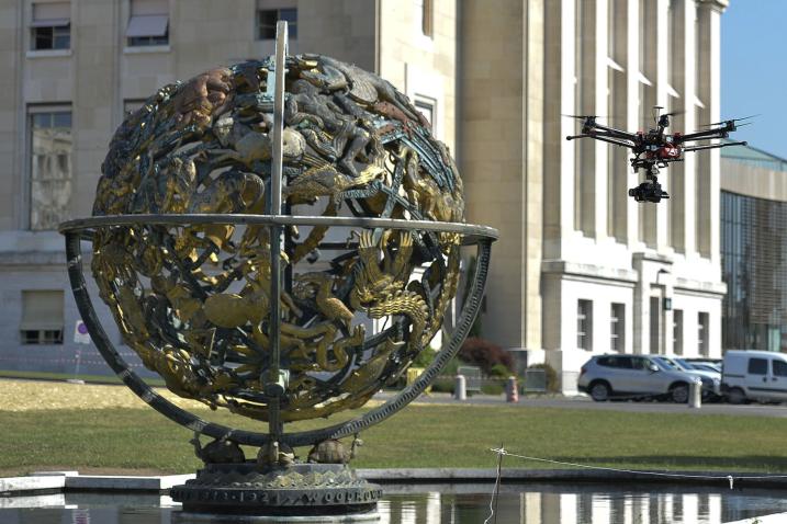 The TV section of UNIS (UN Information Service) Geneva hired a French drone company in order to update its stock footage