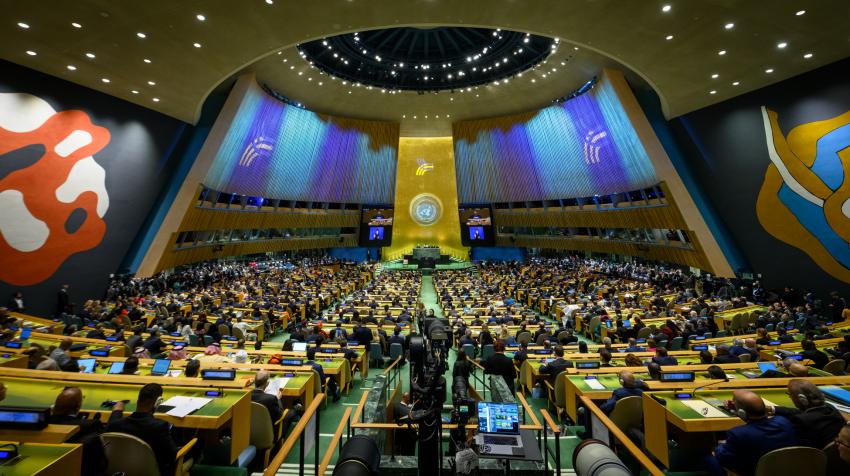 A view of the United Nations General Assembly Hall during the opening of the Summit of the Future, New York, 22 September 2024. UN Photo/Loey Felipe