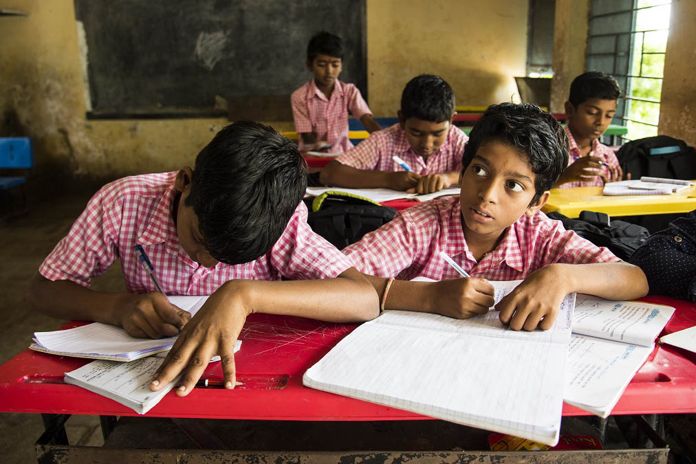 A classroom full of children.